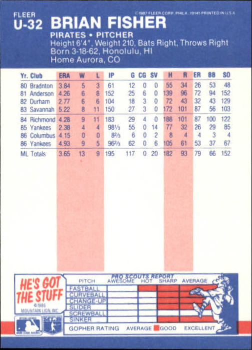 B7609- 1987 Fleer Update Baseball Card #s 1-132 -You Pick- 15+ FREE US SHIP - Picture 57 of 247