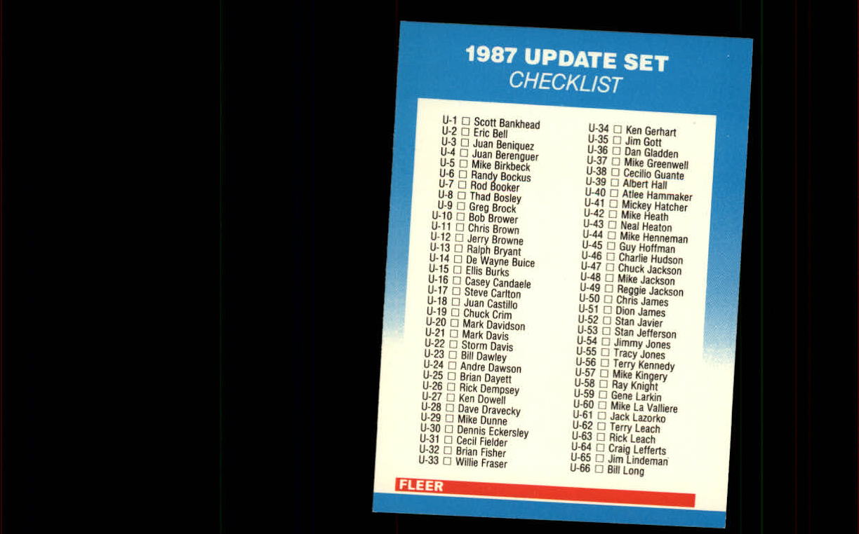 B7609- 1987 Fleer Update Baseball Card #s 1-132 -You Pick- 15+ FREE US SHIP - Picture 246 of 247
