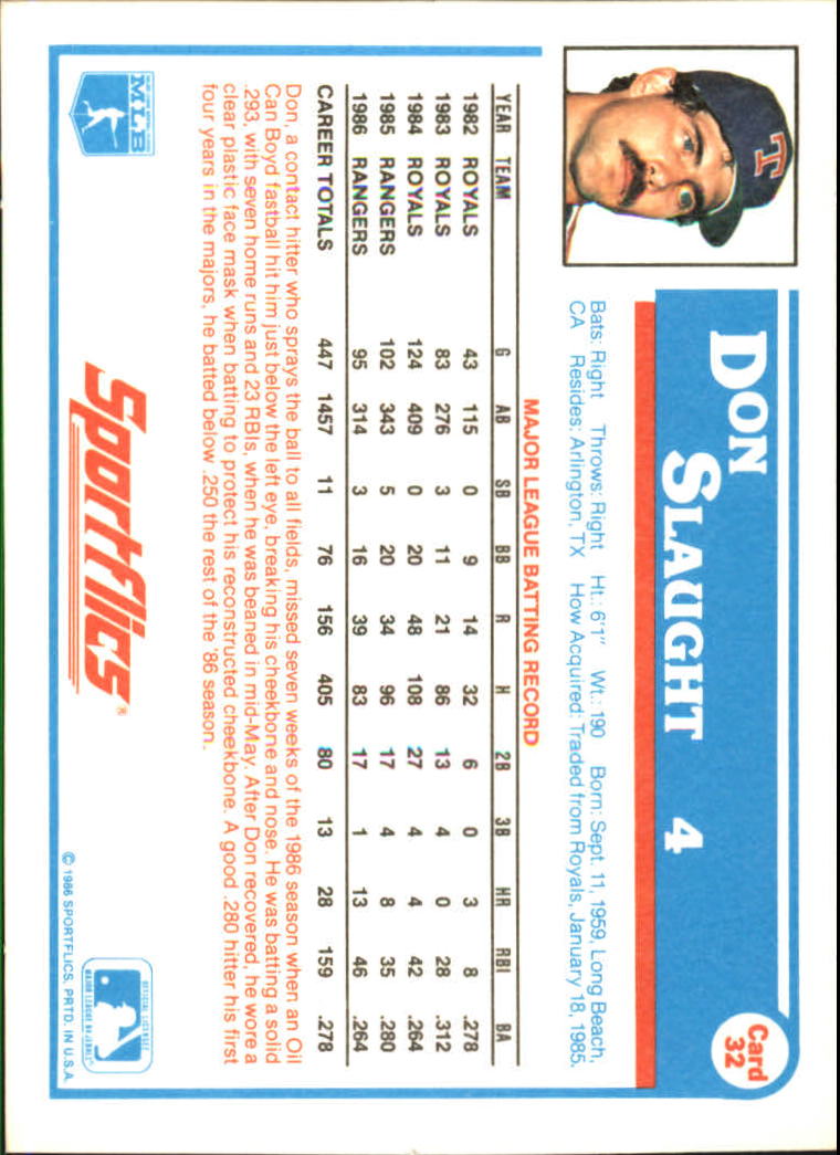 1987 Sportflics #32 Don Slaught back image