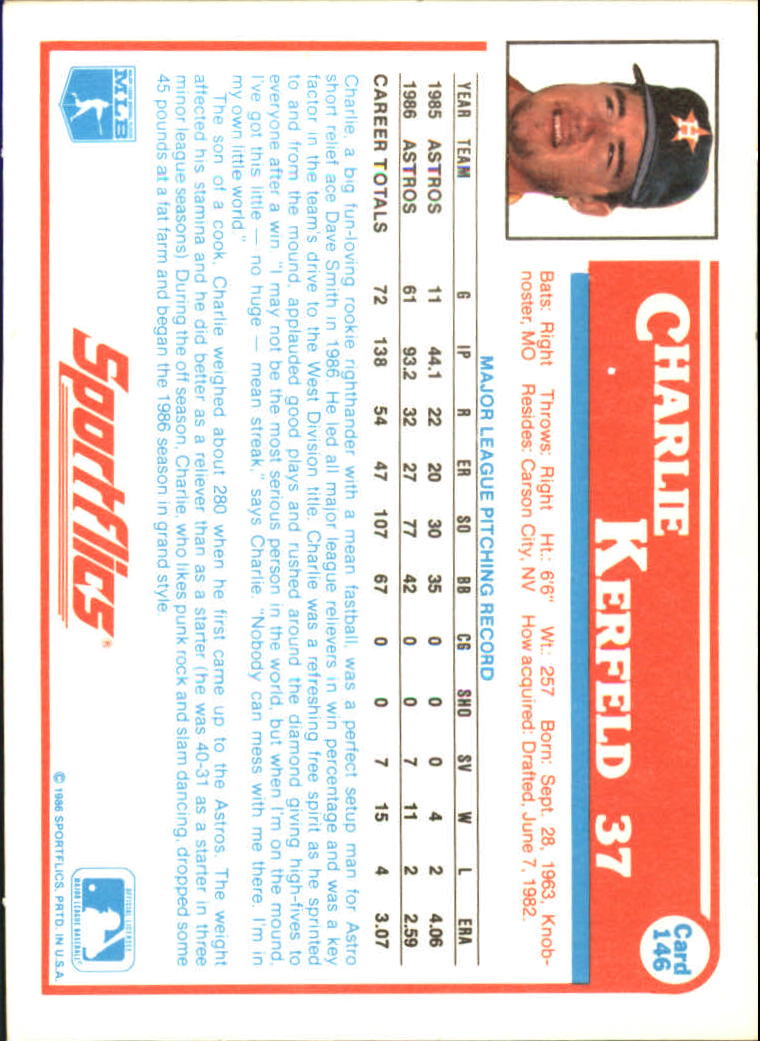 1987 Sportflics #146 Charlie Kerfeld back image