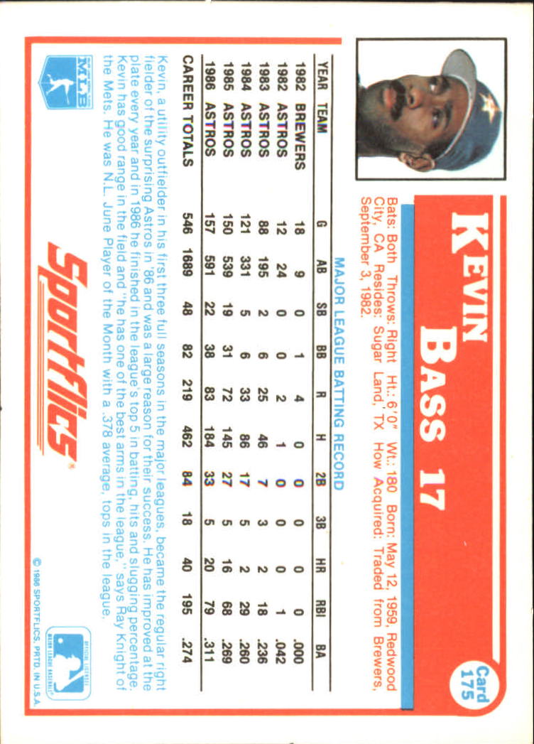 1987 Sportflics #175 Kevin Bass back image