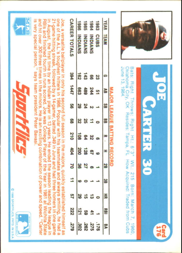 1987 Sportflics #176 Joe Carter back image
