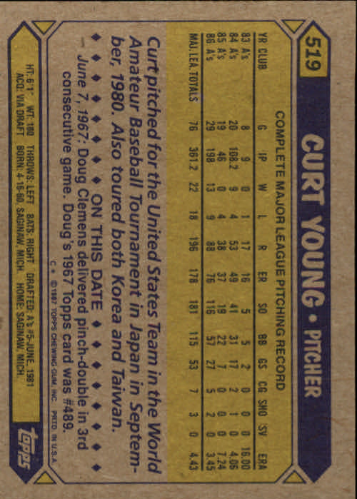 B2437- 1987 Topps Baseball Karten 399-598 + Rookies -du Pick- 15 + Gratis US - Bild 235 von 389