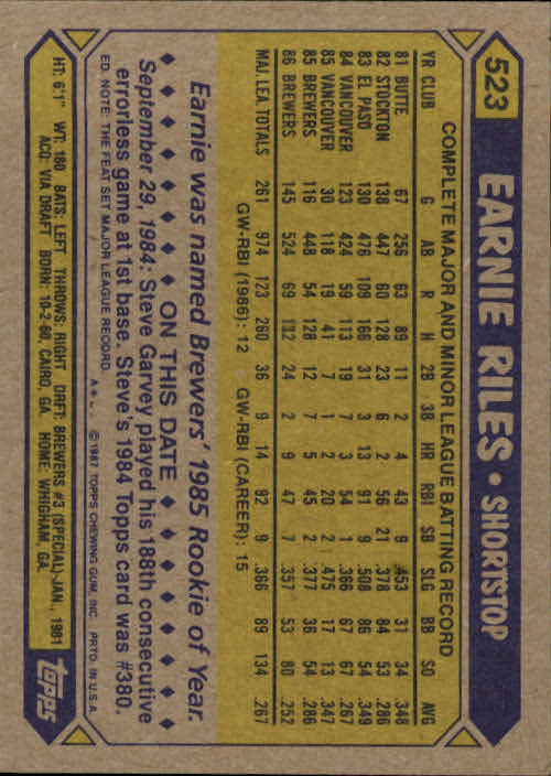 B2437- 1987 Topps Baseball Karten 399-598 + Rookies -du Pick- 15 + Gratis US - Bild 243 von 389