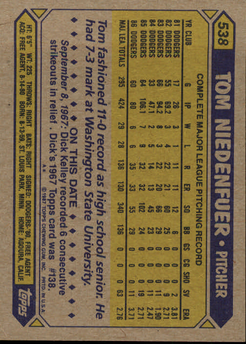 B2437- 1987 Topps Baseball Karten 399-598 + Rookies -du Pick- 15 + Gratis US - Bild 273 von 389
