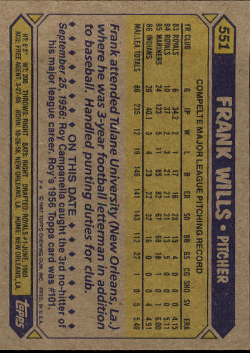 B2437- 1987 Topps Baseball Karten 399-598 + Rookies -du Pick- 15 + Gratis US - Bild 297 von 389