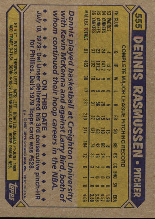 B2437- 1987 Topps Baseball Karten 399-598 + Rookies -du Pick- 15 + Gratis US - Bild 305 von 389