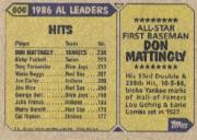 1987 Topps #606 Don Mattingly AS back image