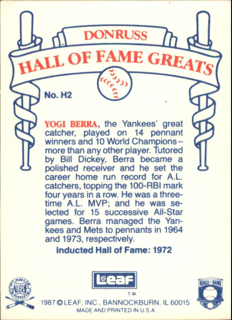 1987 Leaf Special Olympics #H2 Yogi Berra back image