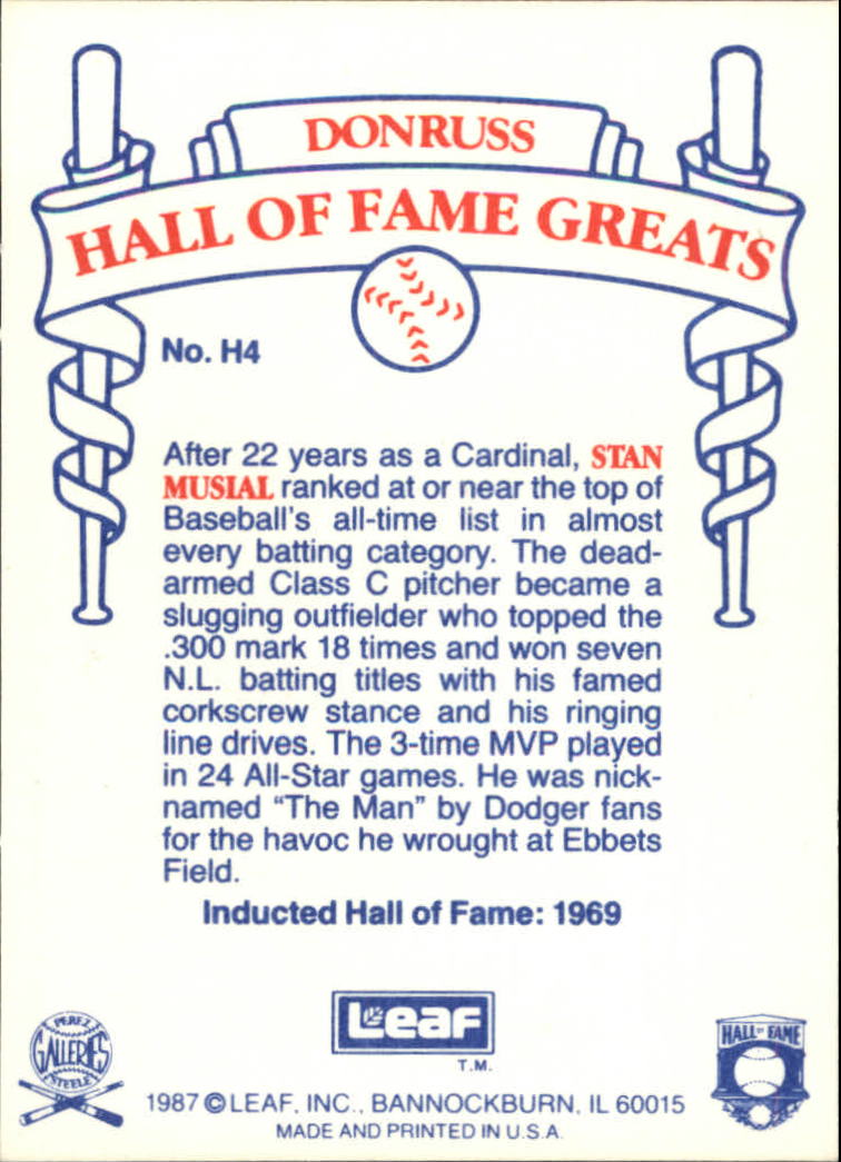 1987 Leaf Special Olympics #H4 Stan Musial back image