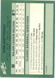1987 Classic Game #10 Don Mattingly back image