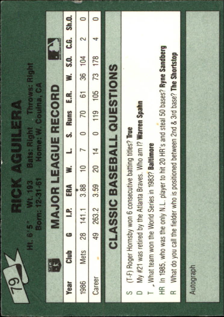 1987 Classic Game #79 Rick Aguilera back image