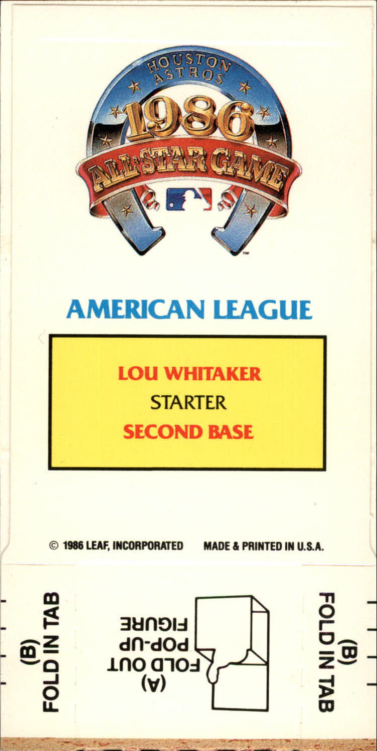 1987 Donruss Pop-Ups #3 Lou Whitaker back image