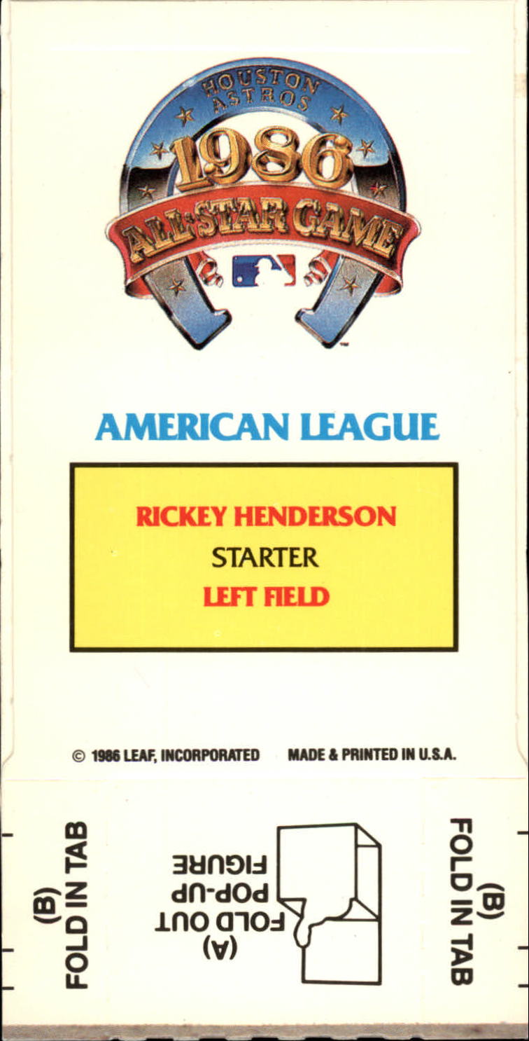 1987 Donruss Pop-Ups #6 Rickey Henderson back image