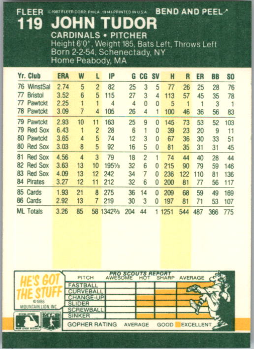 1987 Fleer Star Stickers Baseball - Picture 111 of 119