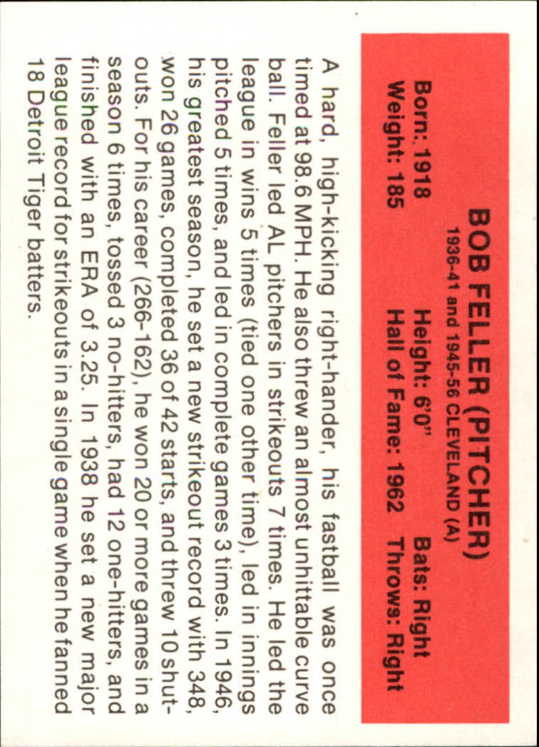 1987 Hygrade All-Time Greats #NNO Bob Feller back image