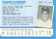 1987 Kay-Bee #10 Roger Clemens back image