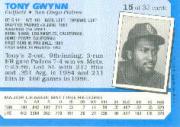 1987 Kay-Bee #15 Tony Gwynn back image