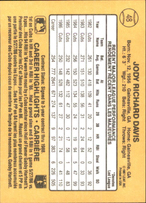 B2868- 1987 Leaf/Donruss Baseball Card #s 1-100 -You Pick- 15+ FREE US SHIP !