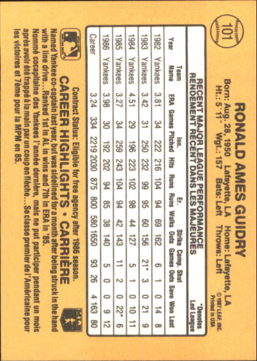 B2868- 1987 Leaf/Donruss Baseball Card #s 101-200 -You Pick- 15+ FREE US SHIP