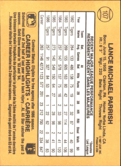 B2868- 1987 Leaf/Donruss Baseball Card #s 101-200 -You Pick- 15+ FREE US SHIP