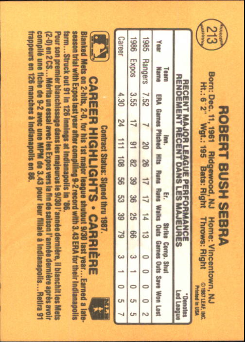 B2868- 1987 Leaf/Donruss Baseball Card #s 201-264 -You Pick- 15+ FREE US SHIP