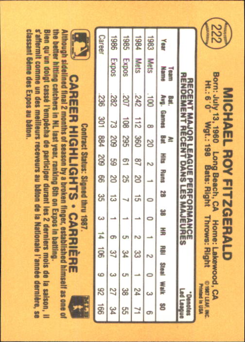 B2868- 1987 Leaf/Donruss Baseball Card #s 201-264 -You Pick- 15+ FREE US SHIP