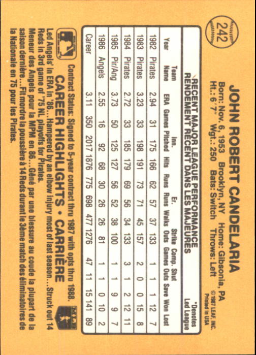 B2868- 1987 Leaf/Donruss Baseball Card #s 201-264 -You Pick- 15+ FREE US SHIP