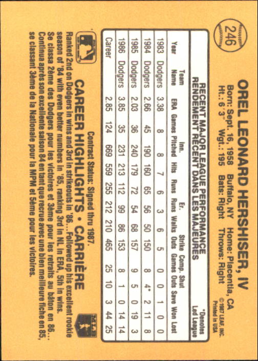 B2868- 1987 Leaf/Donruss Baseball Card #s 201-264 -You Pick- 15+ FREE US SHIP