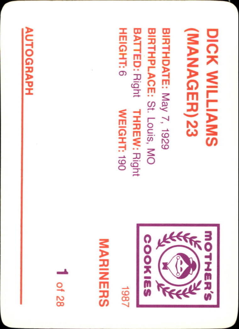 Tarjeta de galletas de madre de los Marineros B5992- 1987 #s 1-28 -Tú eliges- 15+ ENVÍO GRATUITO A EE. UU. - Imagen 3 de 57