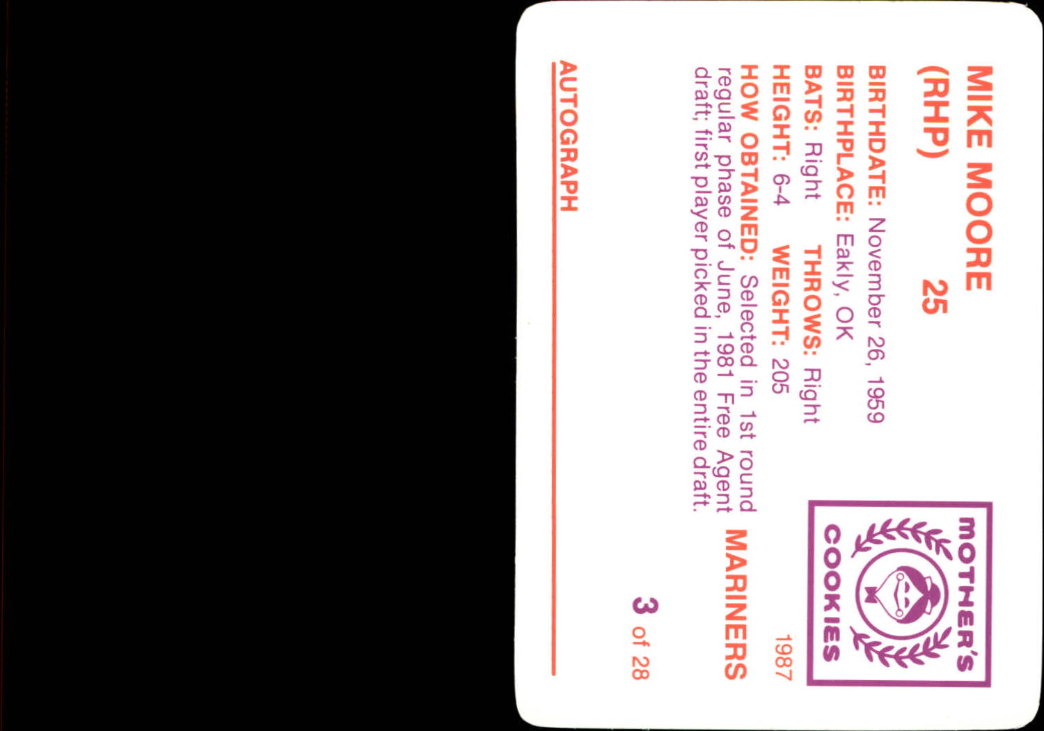 Tarjeta de galletas de madre de los Marineros B5992- 1987 #s 1-28 -Tú eliges- 15+ ENVÍO GRATUITO A EE. UU. - Imagen 7 de 57