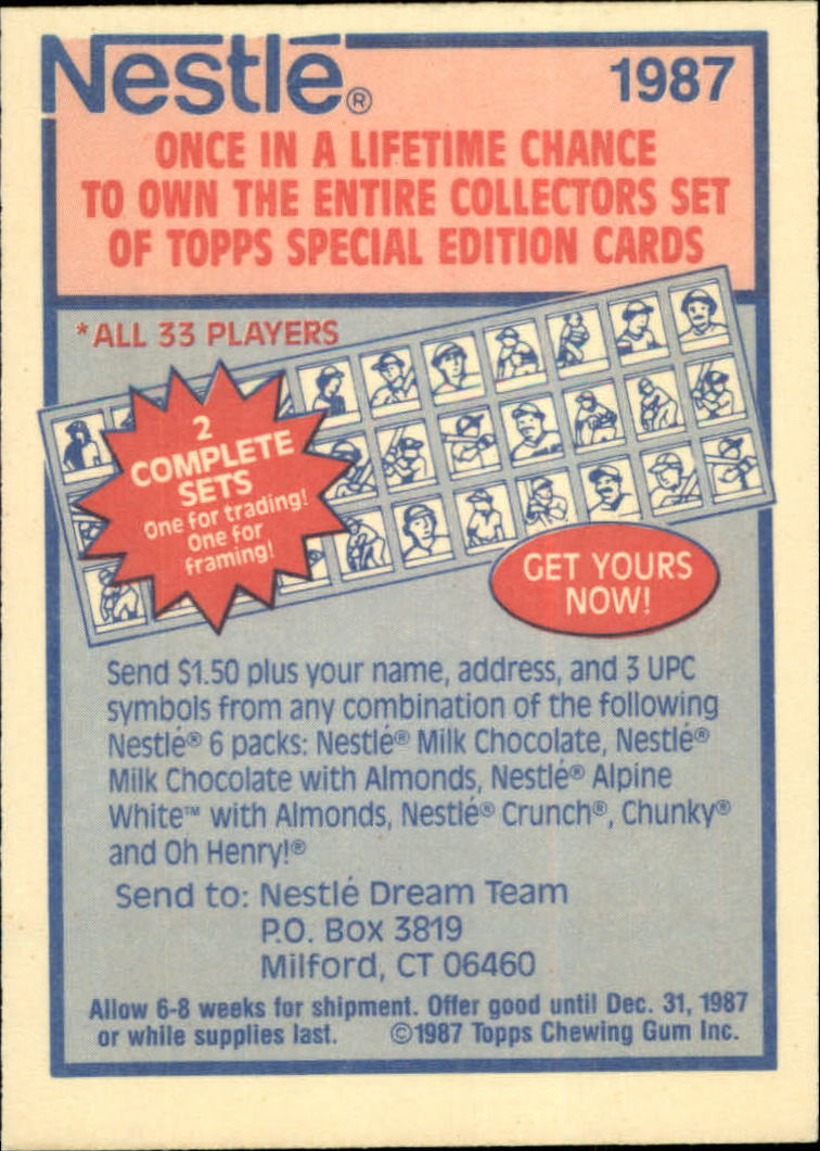 B2795- 1987 Nestle Dream Team Baseball Karten 1-33 -du Pick- 15 + Free US Schiff - Bild 54 von 55