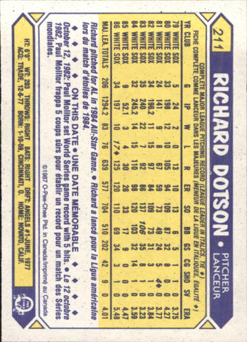 B0652- 1987 O-Pee-Chee Baseball Card #s 201-396 -You Pick- 15+ FREE US SHIP - Picture 23 of 394