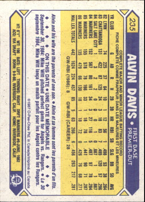 B0652- 1987 O-Pee-Chee Baseball Card #s 201-396 -You Pick- 15+ FREE US SHIP - Picture 69 of 394