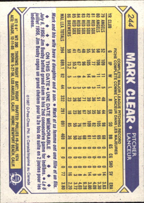 B0652- 1987 O-Pee-Chee Baseball Card #s 201-396 -You Pick- 15+ FREE US SHIP - Picture 87 of 394