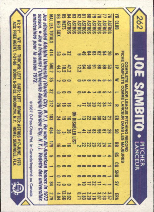 B0652- 1987 O-Pee-Chee Baseball Card #s 201-396 -You Pick- 15+ FREE US SHIP - Picture 123 of 394