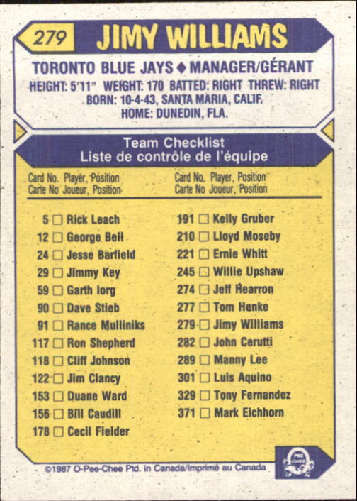 B0652- 1987 O-Pee-Chee Baseball Card #s 201-396 -You Pick- 15+ FREE US SHIP - Picture 157 of 394