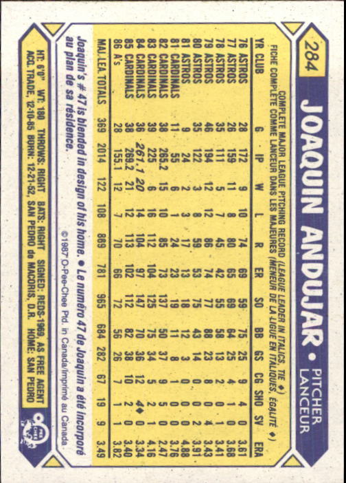 B0652- 1987 O-Pee-Chee Baseball Card #s 201-396 -You Pick- 15+ FREE US SHIP - Picture 167 of 394