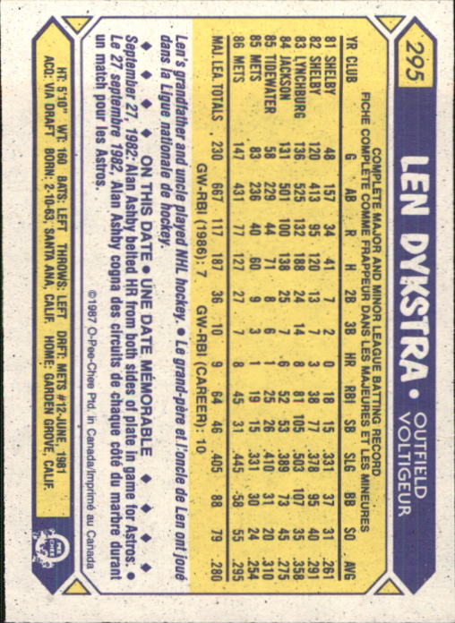 B0652- 1987 O-Pee-Chee Baseball Card #s 201-396 -You Pick- 15+ FREE US SHIP - Picture 189 of 394