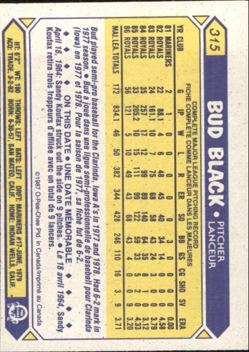 B0652- 1987 O-Pee-Chee Baseball Card #s 201-396 -You Pick- 15+ FREE US SHIP - Picture 229 of 394