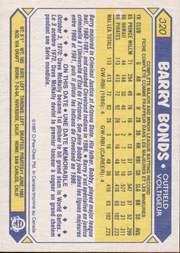 1987 O-Pee-Chee #320 Barry Bonds RC back image