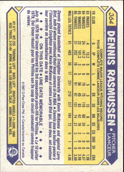 B0652- 1987 O-Pee-Chee Baseball Card #s 201-396 -You Pick- 15+ FREE US SHIP - Picture 330 of 394