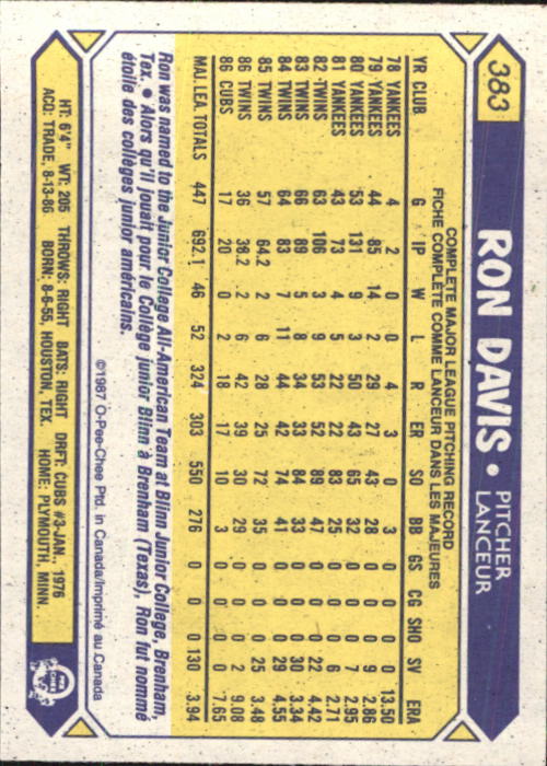 B0652- 1987 O-Pee-Chee Baseball Card #s 201-396 -You Pick- 15+ FREE US SHIP - Picture 368 of 394