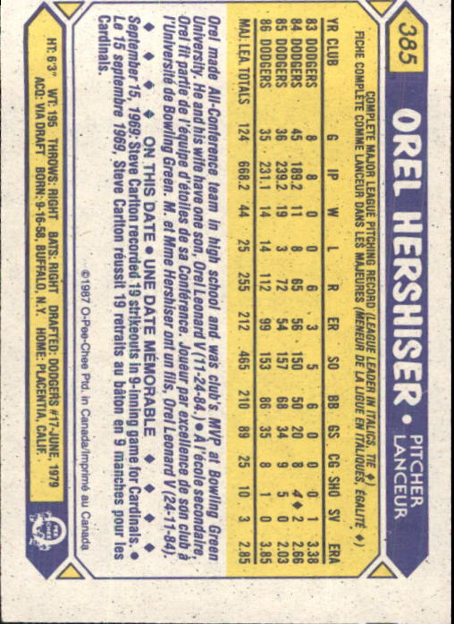 B0652- 1987 O-Pee-Chee Baseball Card #s 201-396 -You Pick- 15+ FREE US SHIP - Picture 372 of 394