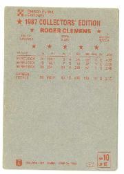1987 Ralston Purina #10 Roger Clemens back image