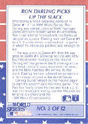 1987 Fleer World Series #5 Ron Darling back image