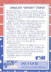 1987 Fleer World Series #9 Dwight Evans/Congratulated by Rich Gedman back image