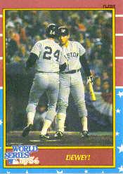 1987 Fleer World Series #9 Dwight Evans/Congratulated by Rich Gedman