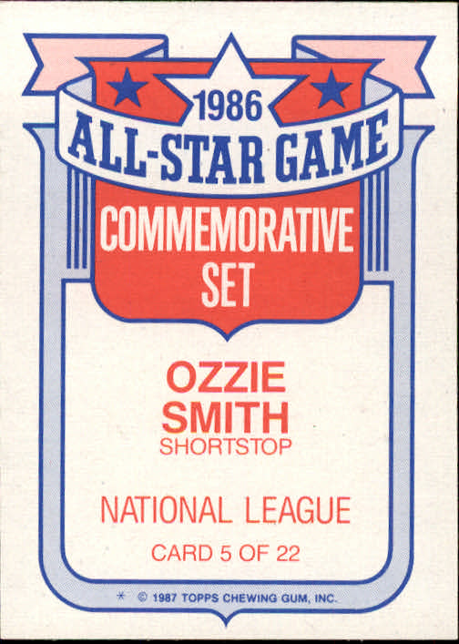 1987 Topps Glossy All-Stars #5 Ozzie Smith back image
