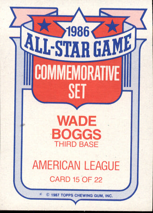 1987 Topps Glossy All-Stars #15 Wade Boggs back image